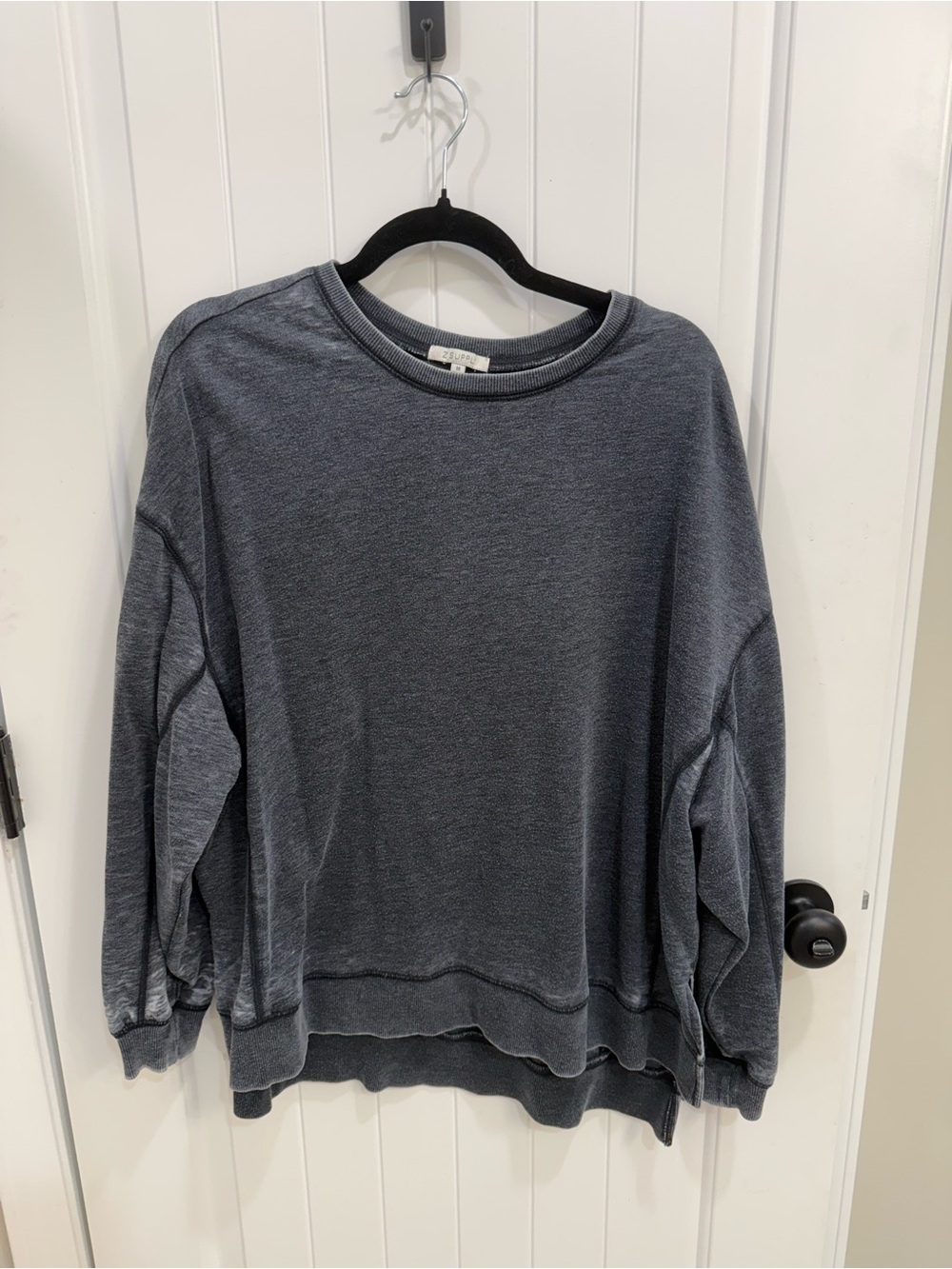 Zsupply Washed Charcoal Pullover Sweatshirt